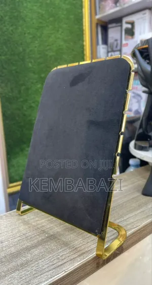 Black Velvet And Gold Metal Jewelry Display Stand.