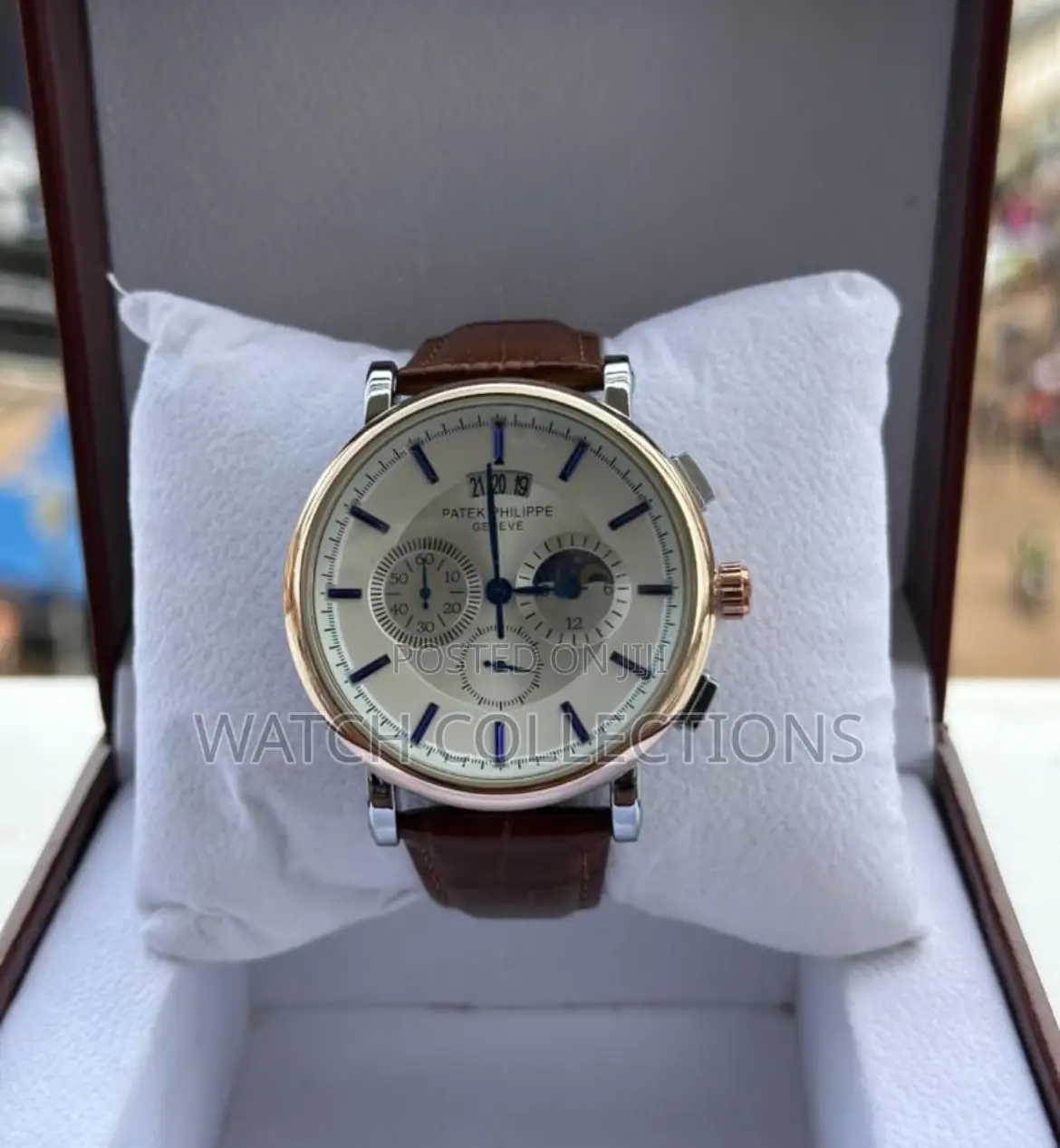 Leather Strap Patek Phillipe Watch With Chronograph