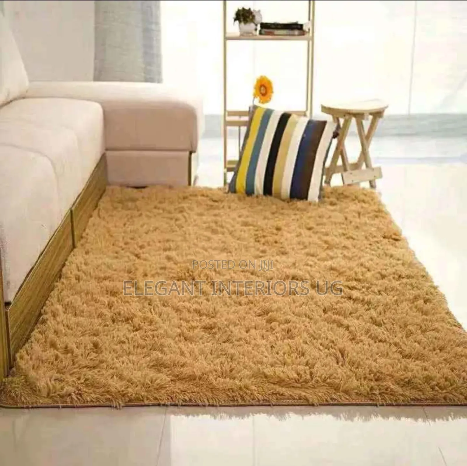 Gold Fluffy Center Carpets for Sitting Rooms and Dinings