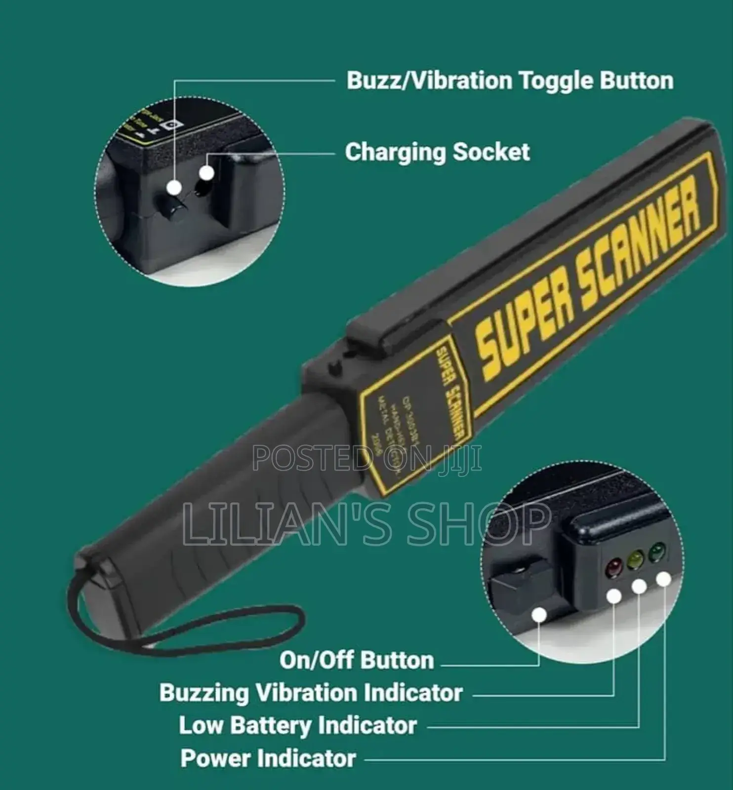 Portable Hand Held Metal Detector Body Scanner/Wand