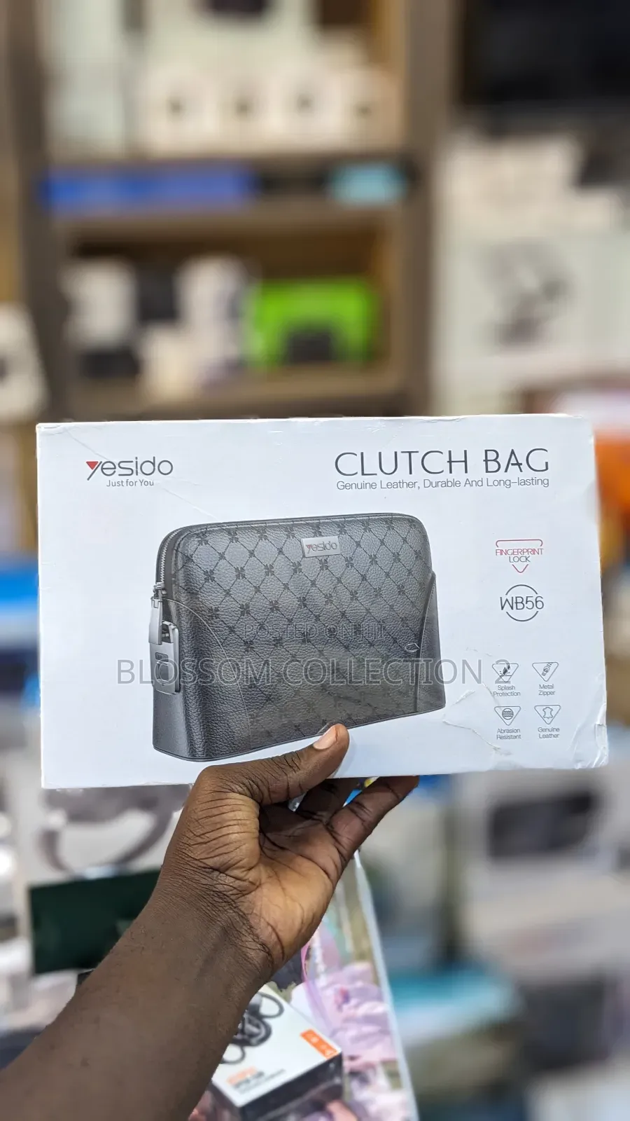 Yesido Wb56 Genuine Leather Fingerprint Lock Clutch Bag