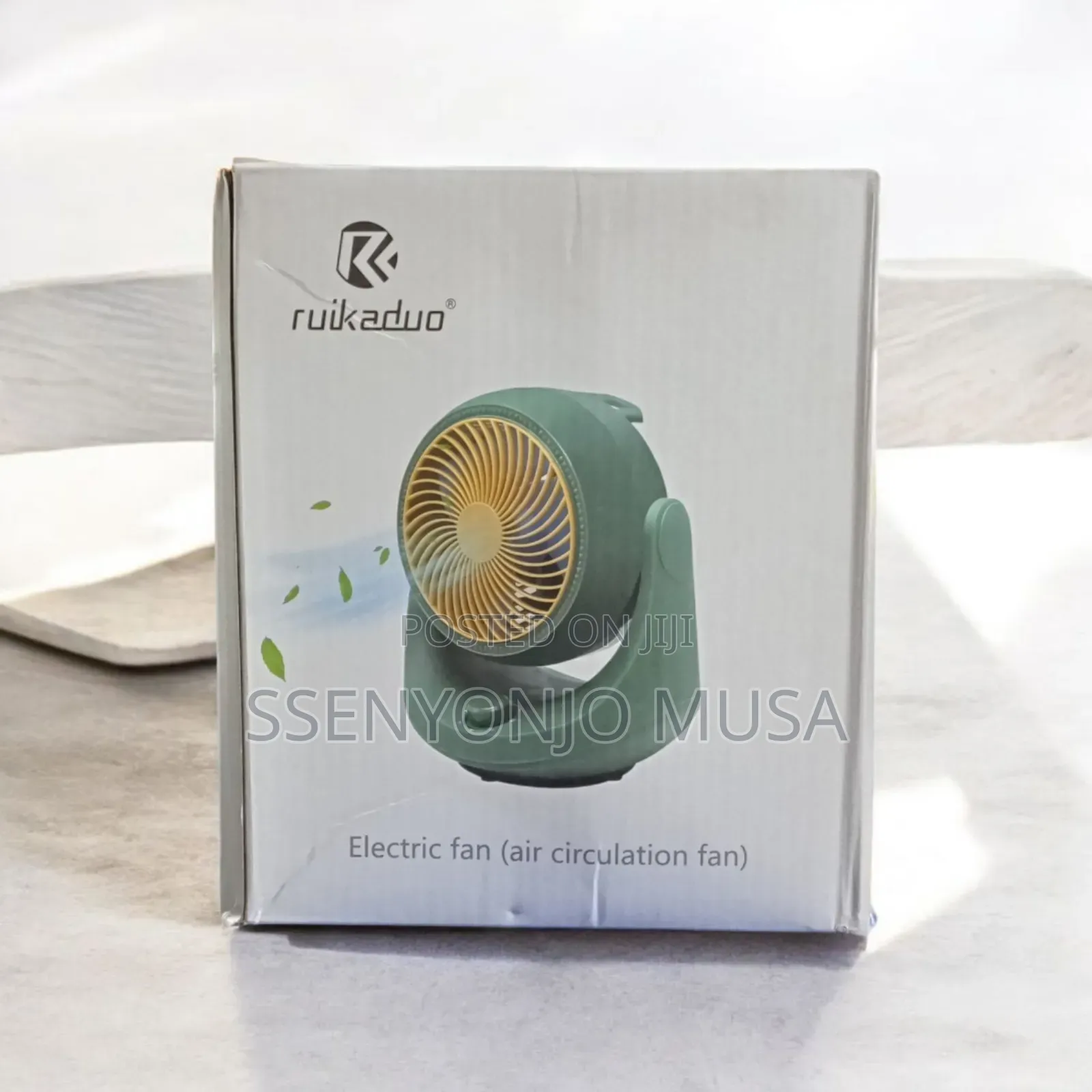 Ruikaduo Electric Air Circulation Fan – White/Green | Powerful Cooling