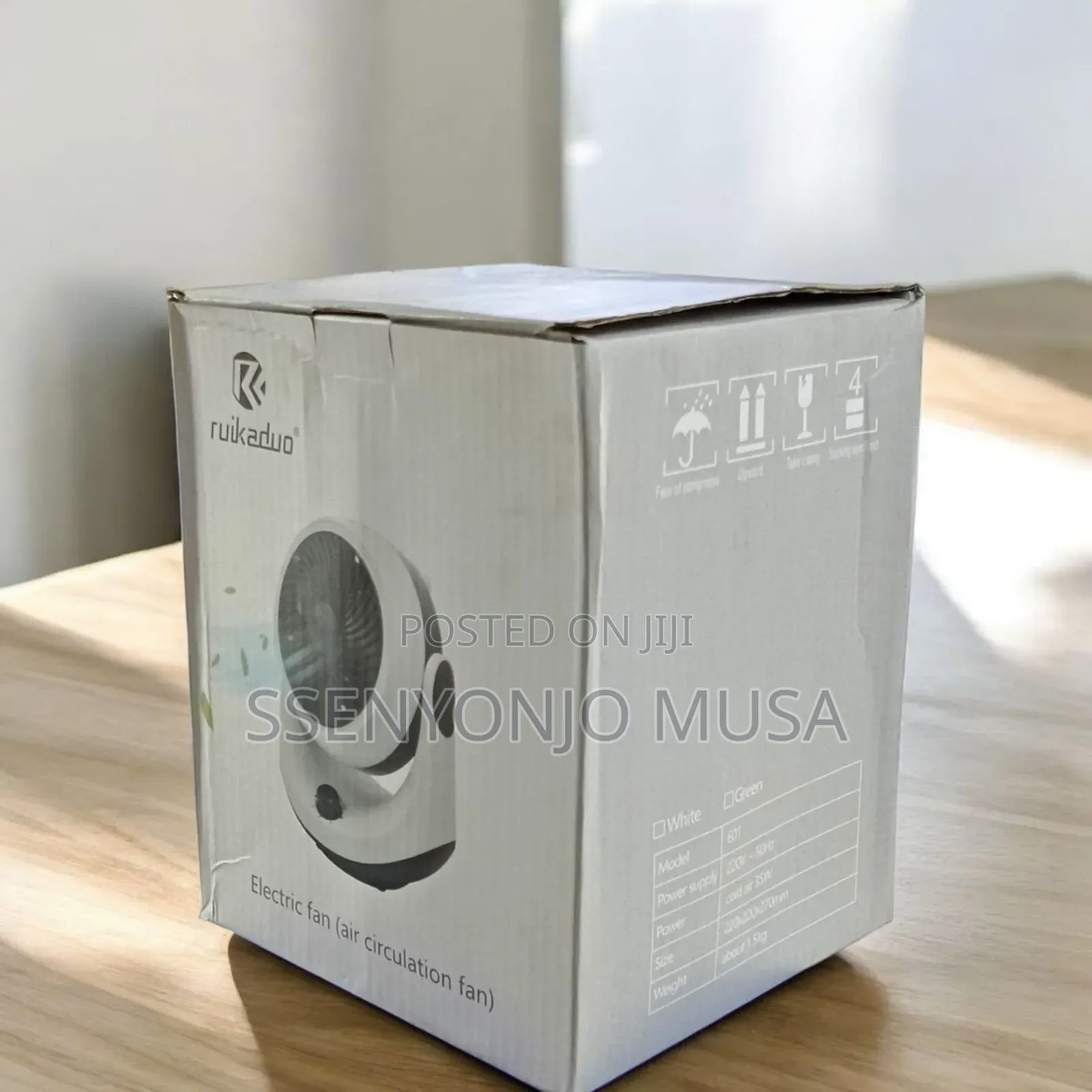 Ruikaduo Electric Air Circulation Fan – White/Green | Powerful Cooling