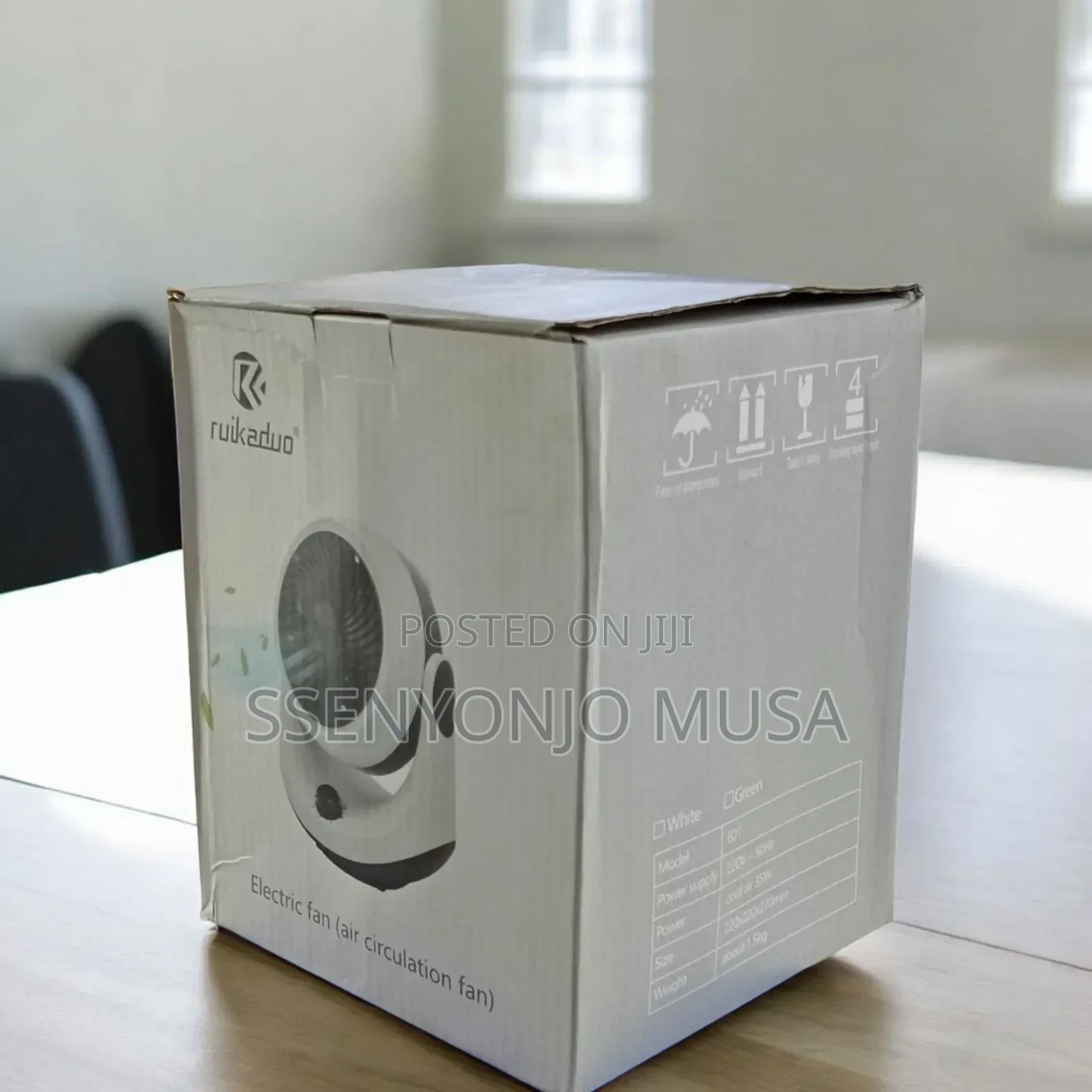 Ruikaduo Electric Air Circulation Fan – White/Green | Powerful Cooling