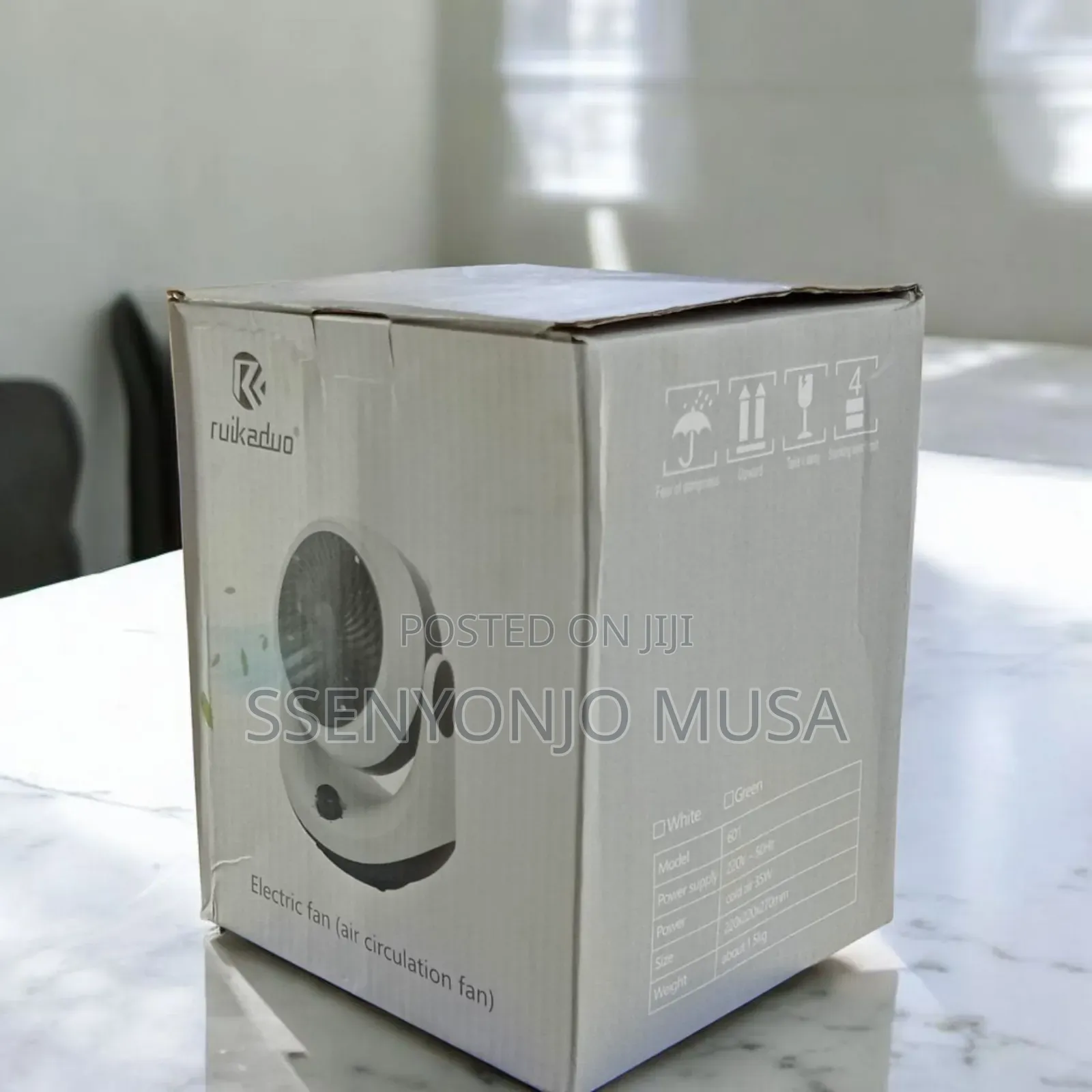 Ruikaduo Electric Air Circulation Fan – White/Green | Powerful Cooling
