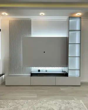 Wooden Tv Unit | Tv Wall Unit | Complete Media Center 1-Year Warranty