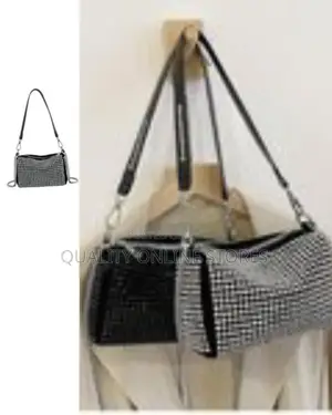 Women Studded Crystal Shoulder Bag-Silver Clutch Purse