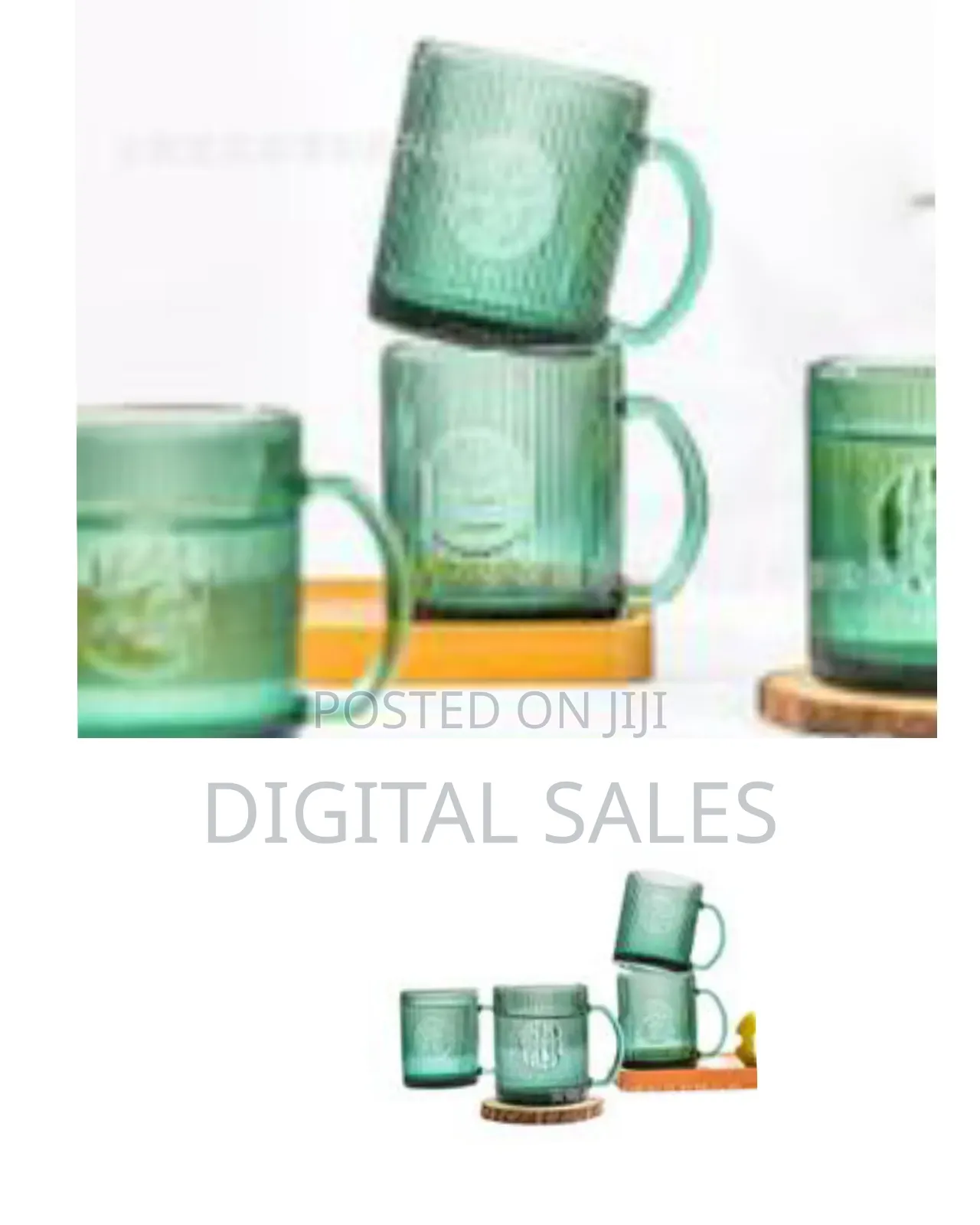 6 Pieces of Blossom Green 240ml Heat Resistant Glass Cups Coffee