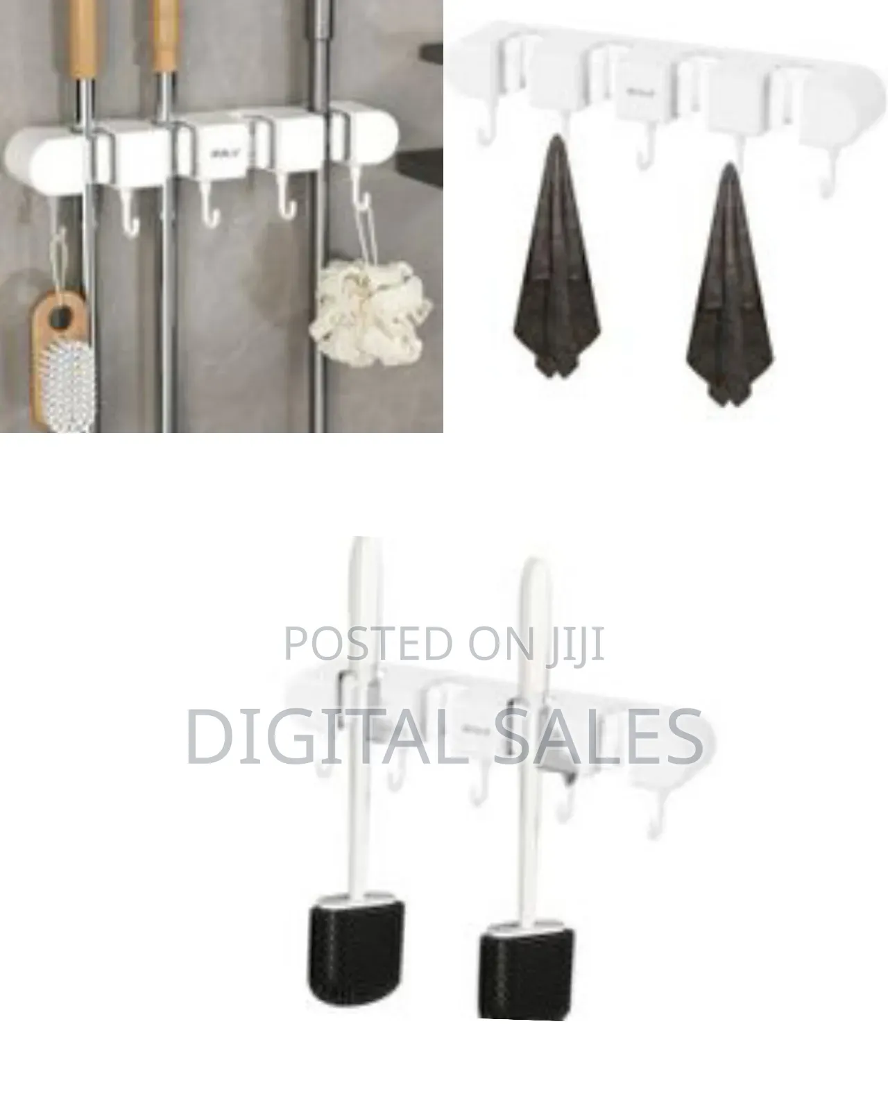 Broom Hanger, Wall Mounted Broom Organizer With 4 Position Non-Slip