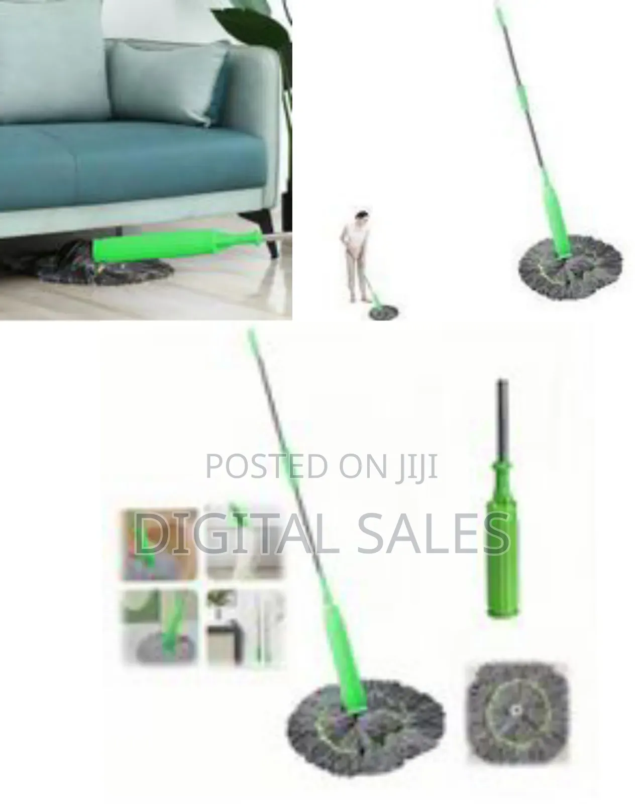 2 In 1 Dehydrated Mop With Bamboo Fiber Head , Self-wringing Twist