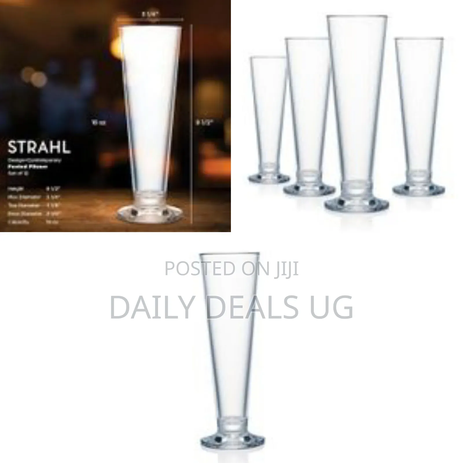 6 Pieces of Contemporary Polycarbonate Footed Pilsner Glass