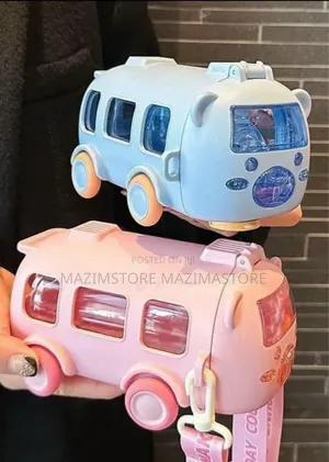500ml School Bus Water Bottle With Strap Sipper Straw