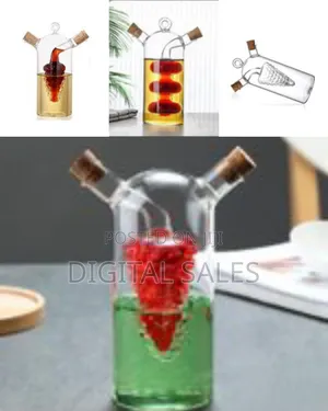 Grape Motif Oil and Vinegar Cruet Dispenser Bottle,Clear Borosilicate