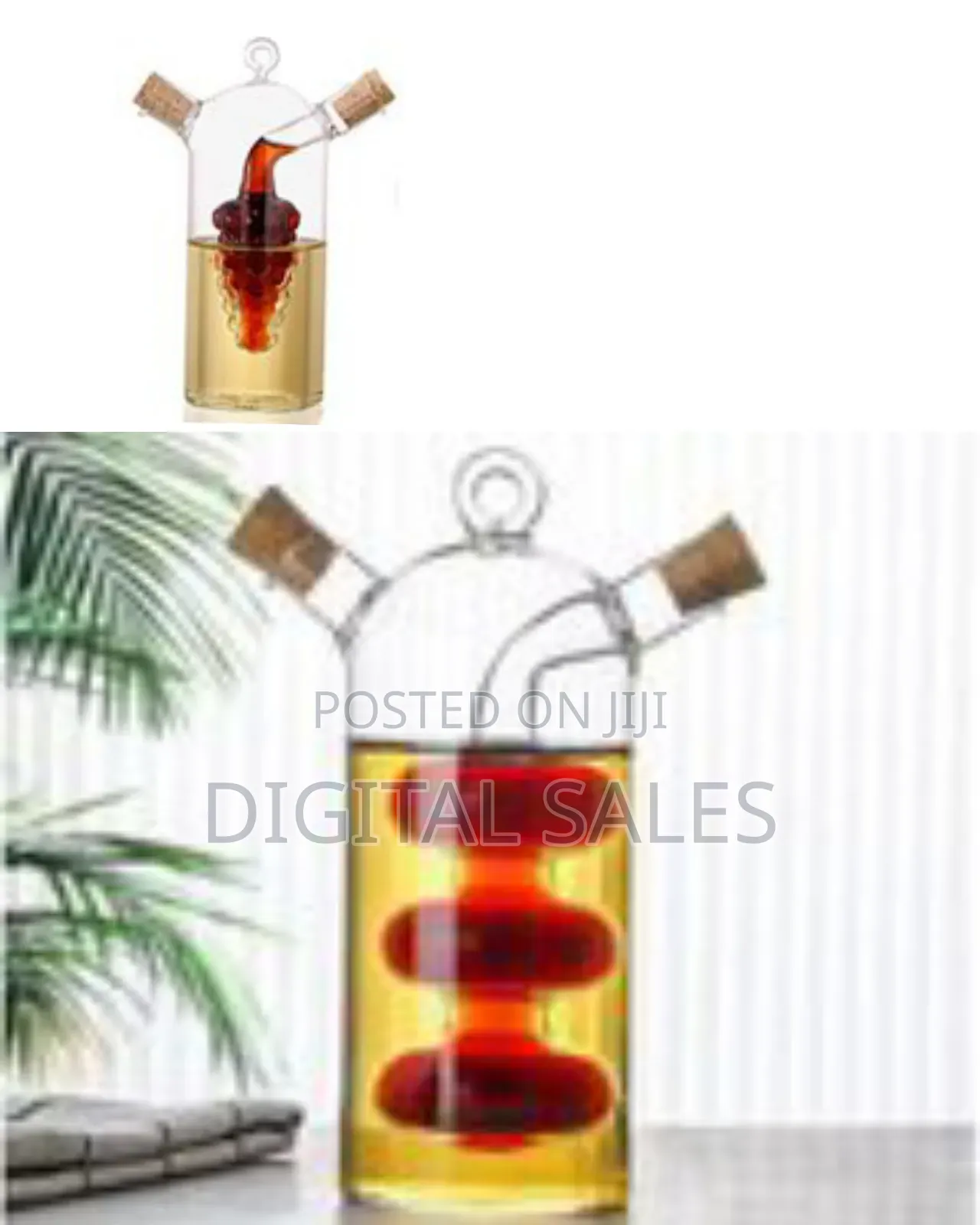 Grape Motif Oil and Vinegar Cruet Dispenser Bottle,Clear Borosilicate