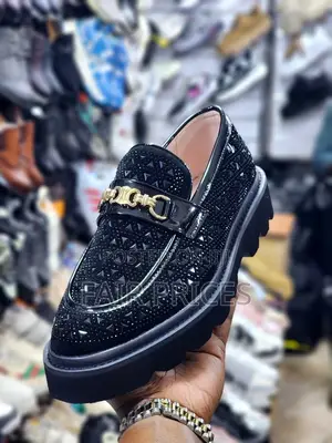 Black Loafers Shinny Shoes Bigsole