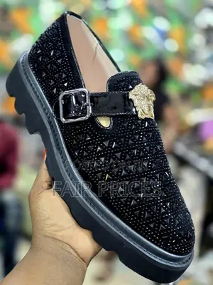 Black Loafers Shinny Shoes Bigsole