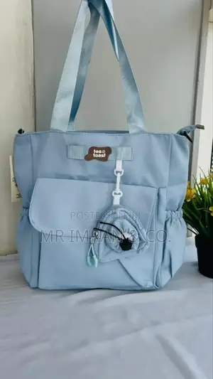 Cute Korean-Style Large-Capacity Lilac Tote Bag With a Bear Charm