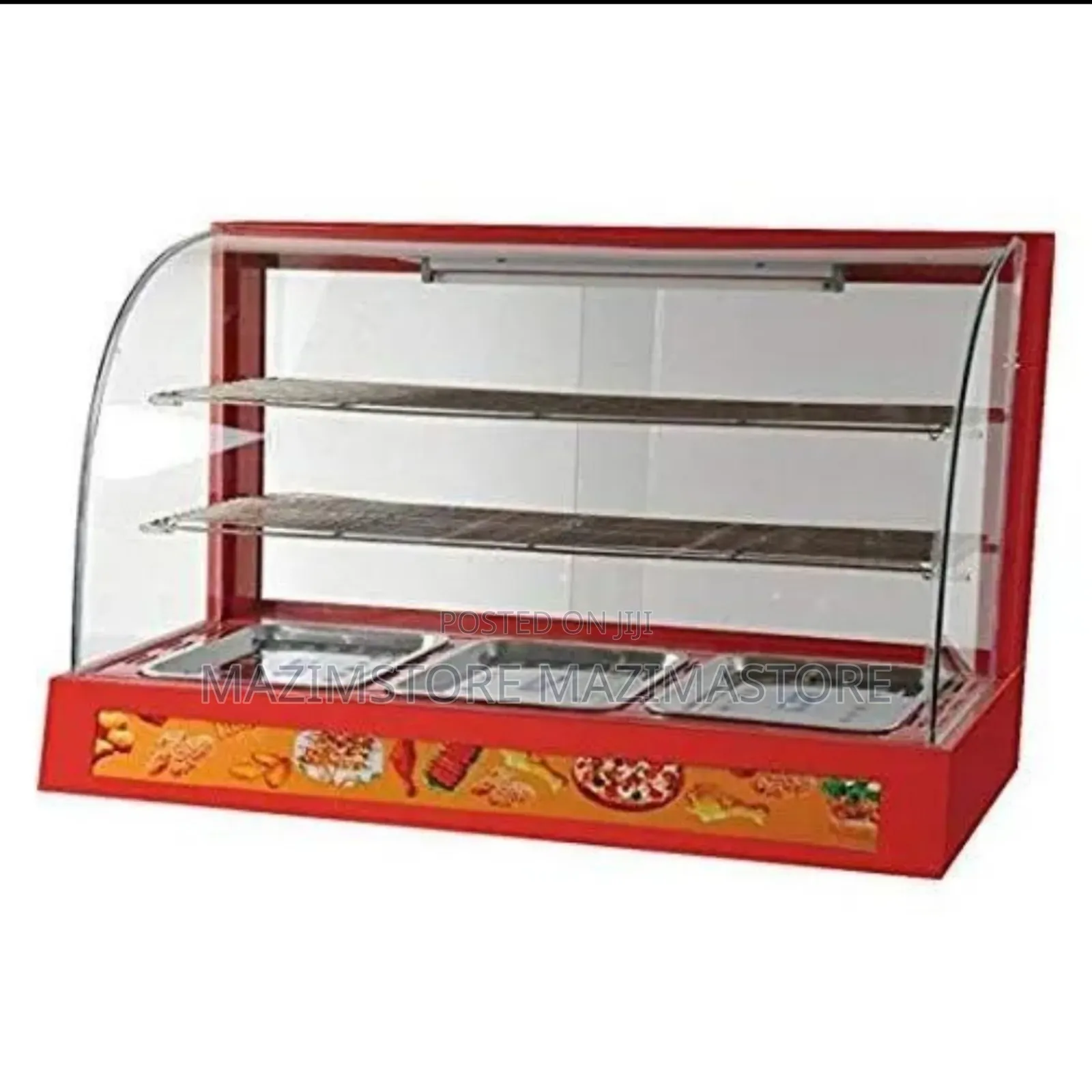 Adh 2 Trays 2 Grills Commercial Food Display Warmer/Storage - Red