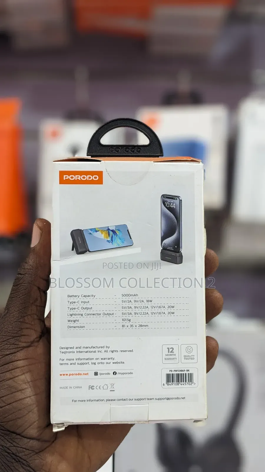 Porodo 5000mah Power Bank With Lightning Connector/Type C Connector
