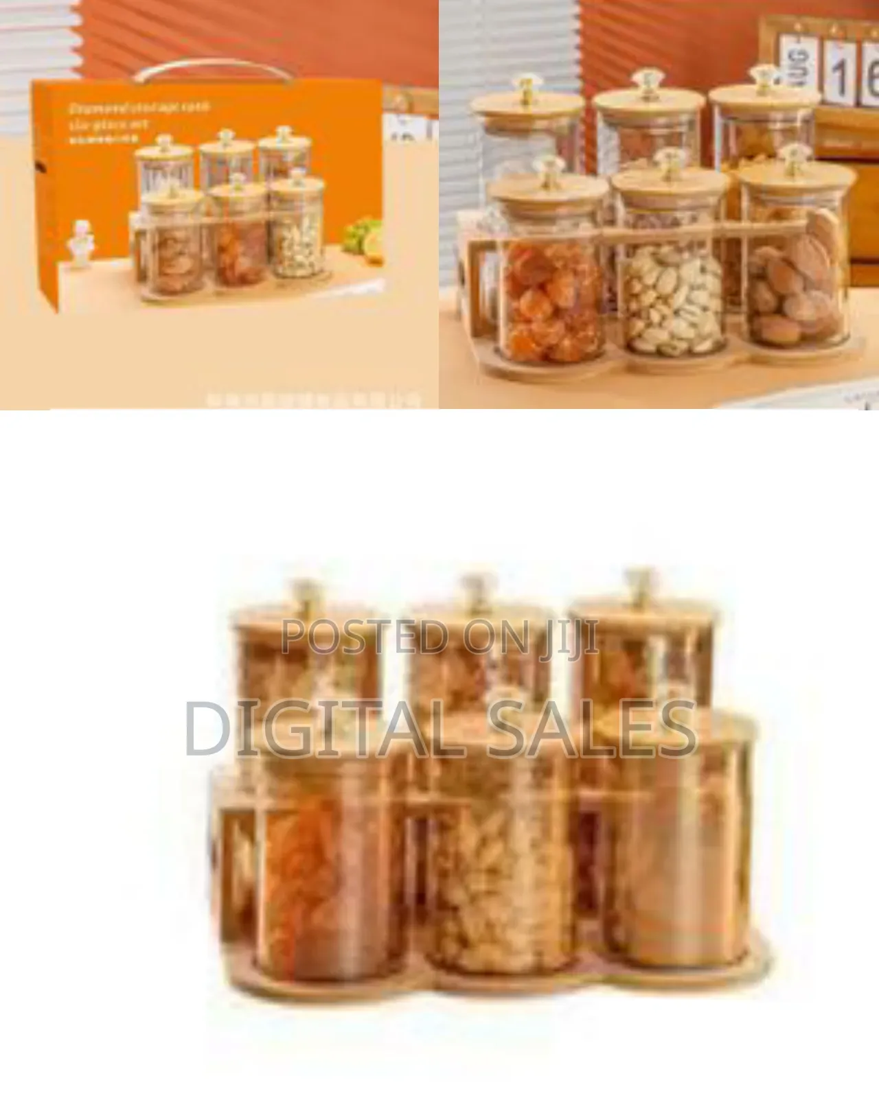 6-Piece Round Airtight Dried Fruit Tea Glass Storage Jar Canister