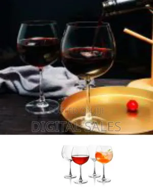 6 Pieces of Crystal Stem Balloon Cocktail and Burgundy Red