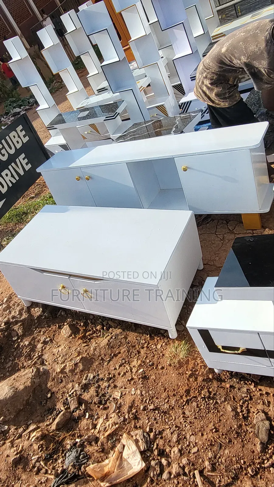 Center Table/Tv Stand White and Gold New Available Each