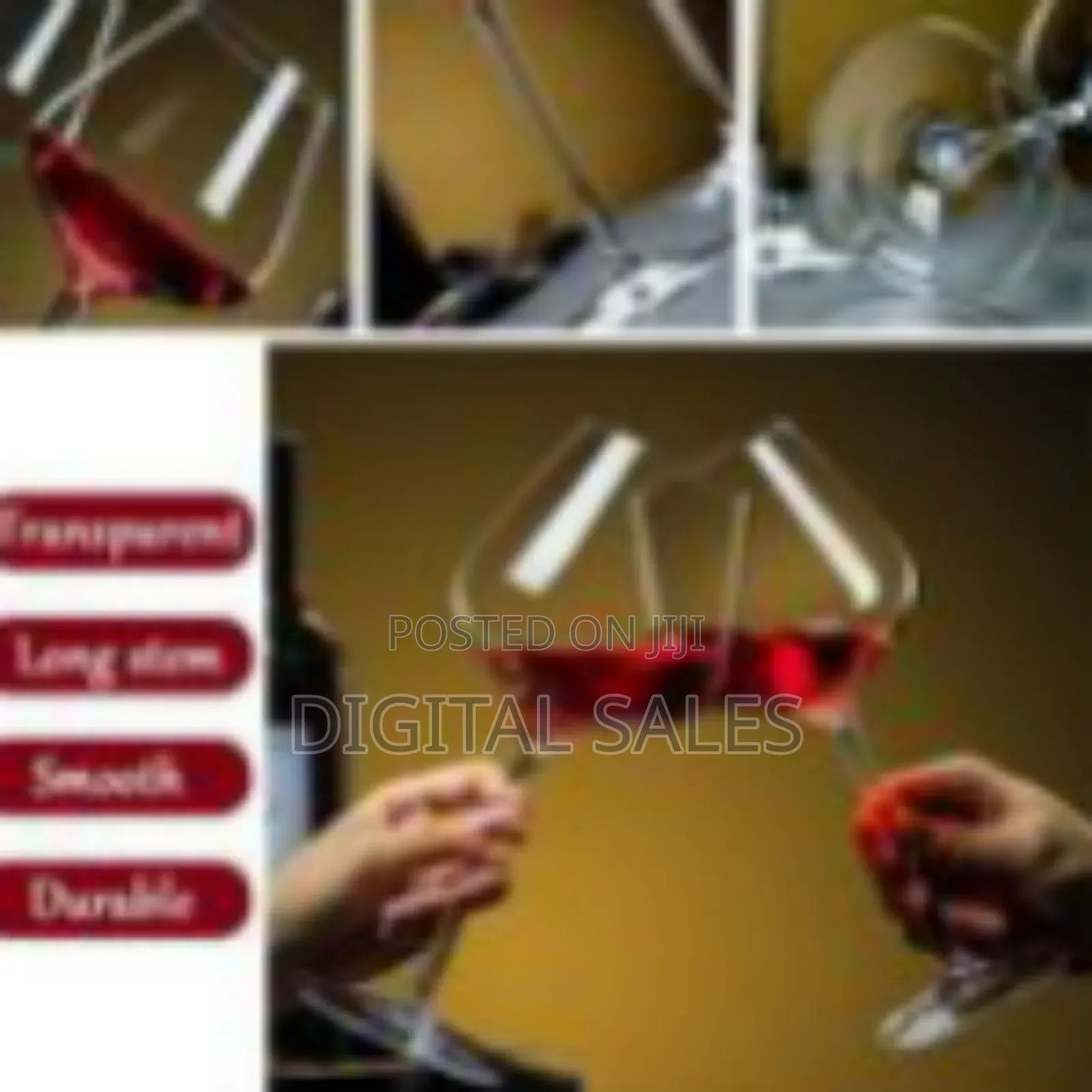 Crystal Wine Glasses Set of 6 Hand Blown Lead-Free Glass
