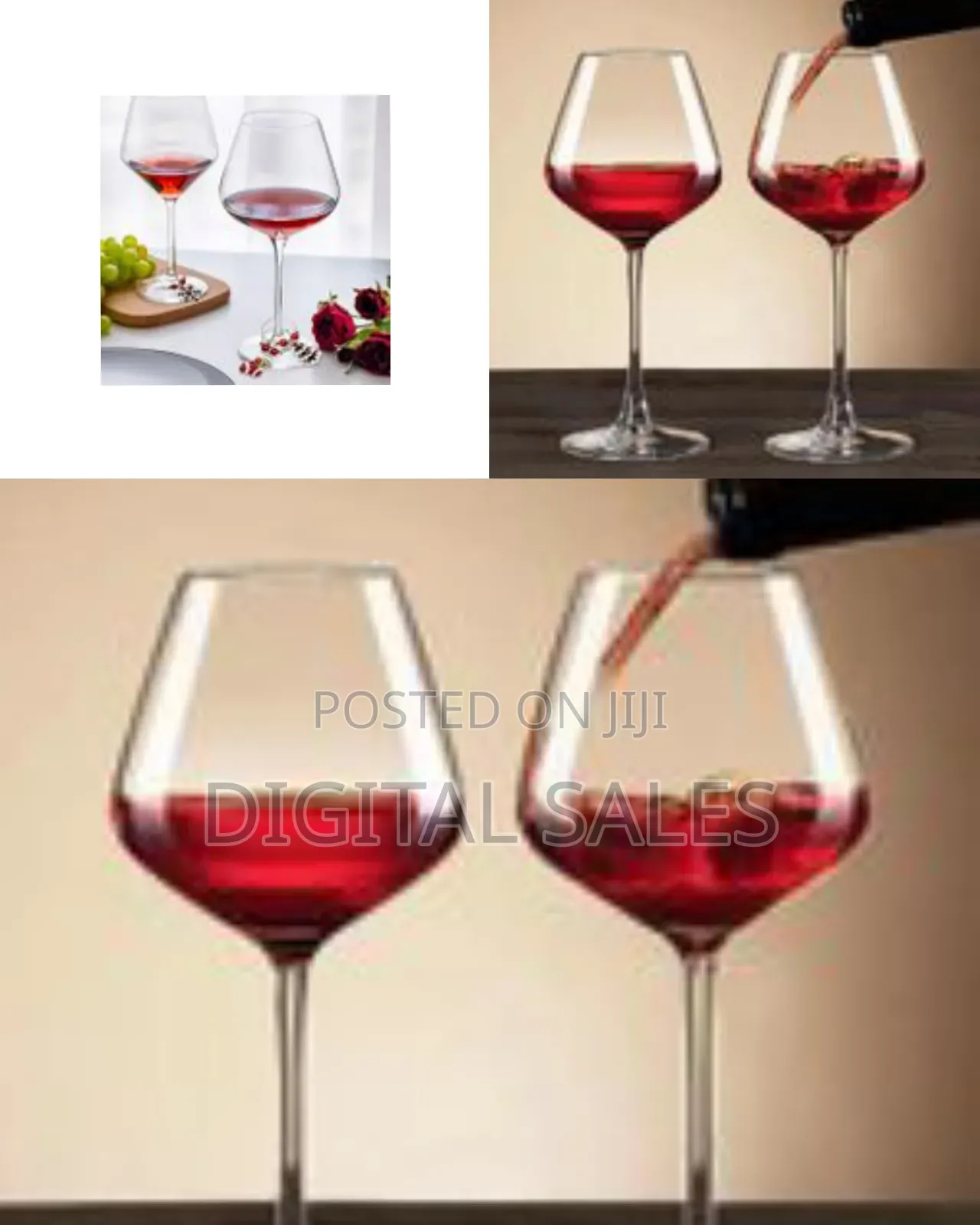 Crystal Wine Glasses Set of 6 Hand Blown Lead-Free Glass
