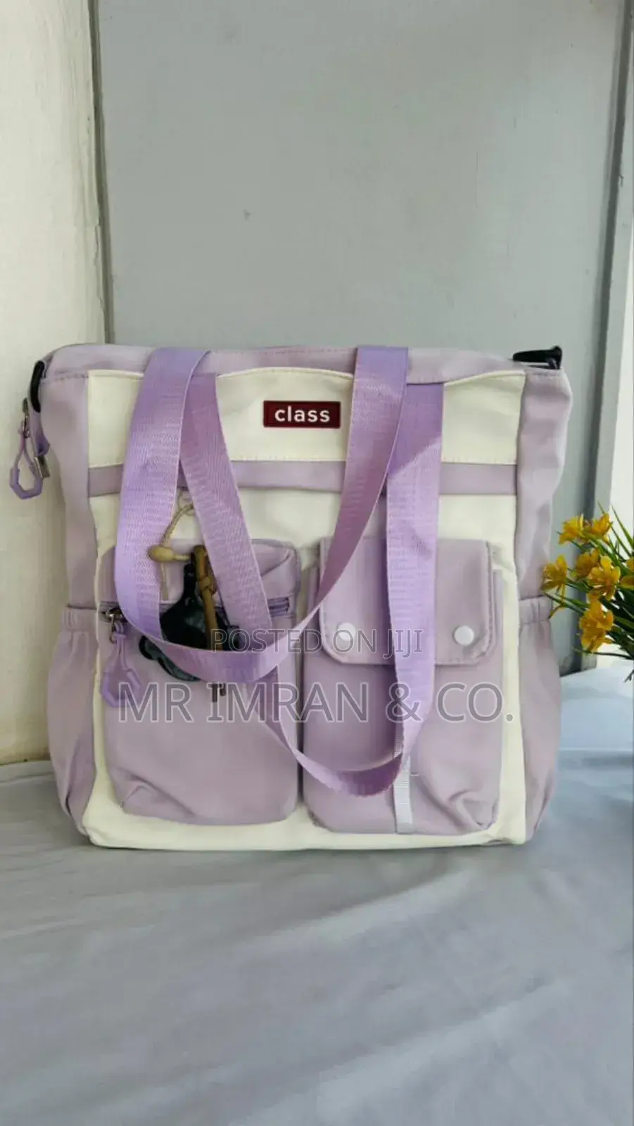 Purple and Cream Class Canvas Tote Bag