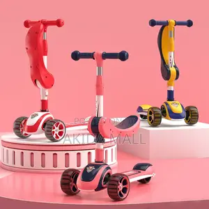 2-in-1 Kids Scooter With Led Wheels - Adjustable Handles, Rear Brake