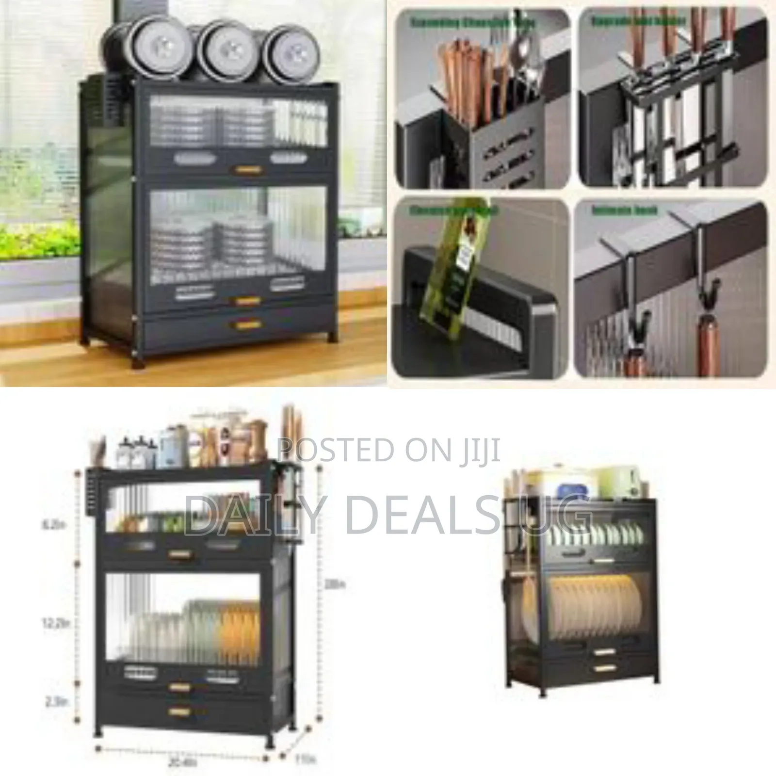 Kitchen Countertop Dish Storage Cabinet With Drawers And Drain Tray