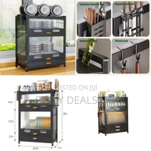 Kitchen Countertop Dish Storage Cabinet With Drawers And Drain Tray