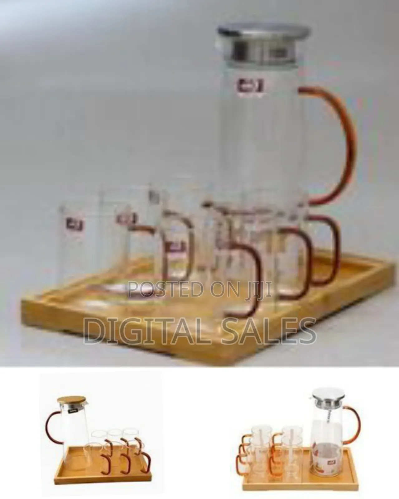 8pc of 1 Borosilicate Juice Jug Beverage Water Carafe Kettle 0