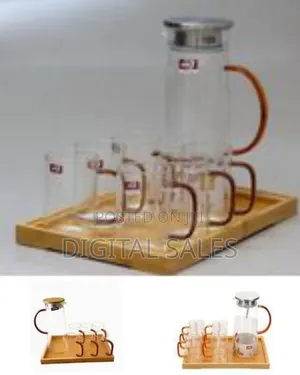 8pc of 1 Borosilicate Juice Jug Beverage Water Carafe Kettle 0