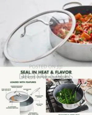 26cm Tri-Ply Stainless Steel 5qt Saute Pan With Lid, Induction