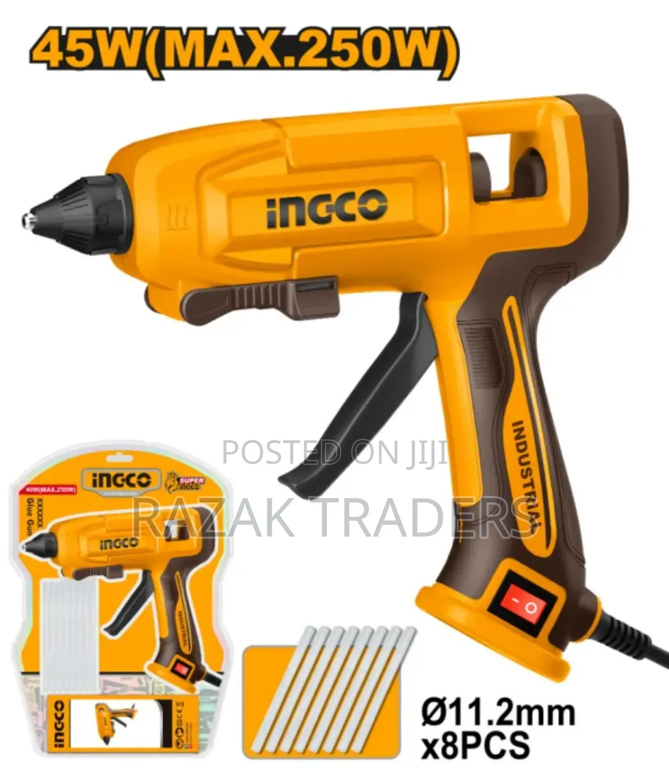 Ingco Gg408 250w Electric Glue Gun 11.2mm Hot Melt Wax Glue Gun