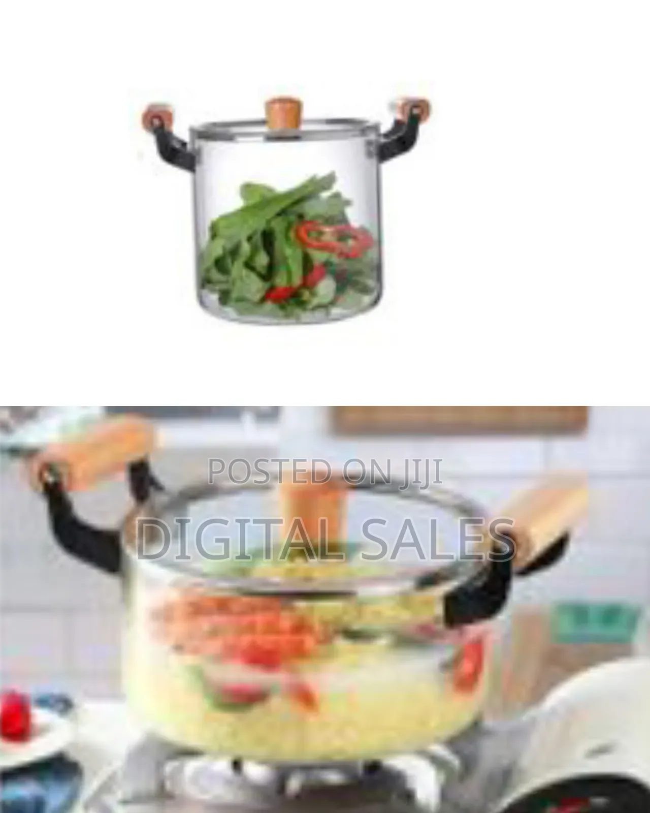 5.5litre Glass Saucepan With Lid for Cooking Glass Pot Double Handles