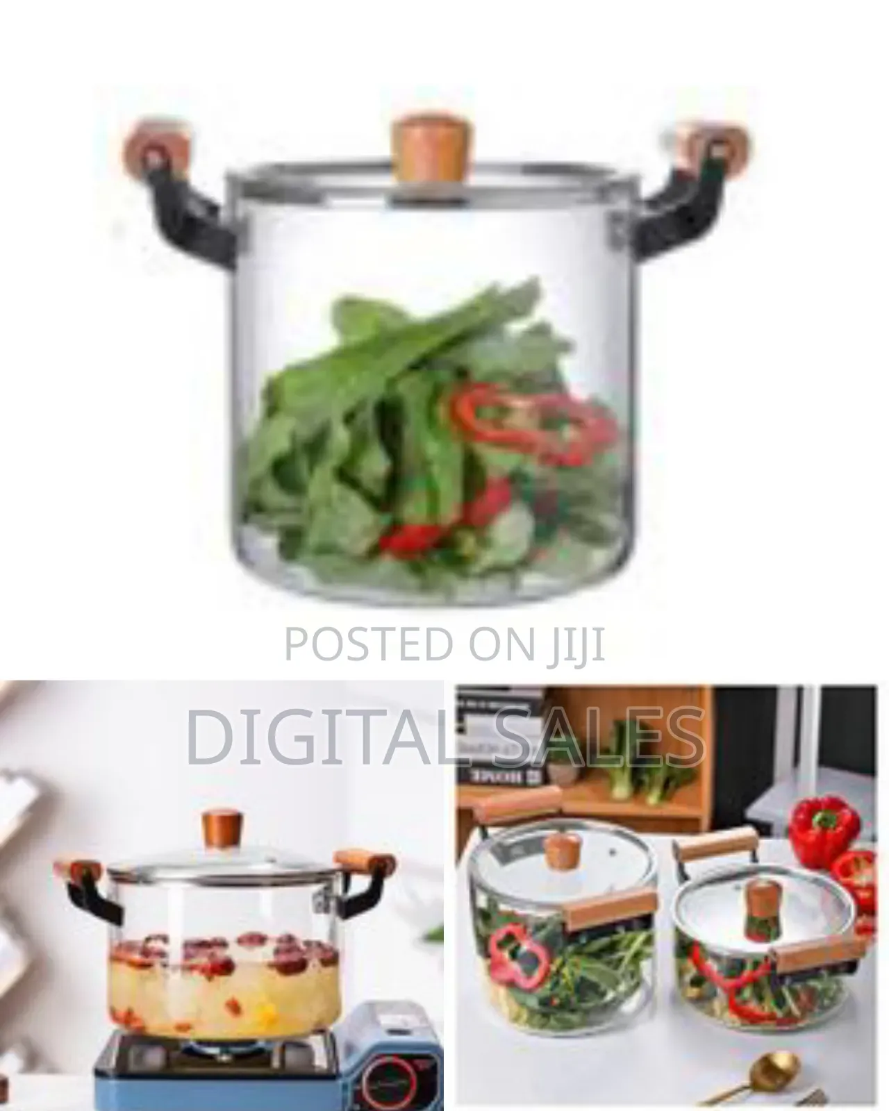 5.5litre Glass Saucepan With Lid for Cooking Glass Pot Double Handles