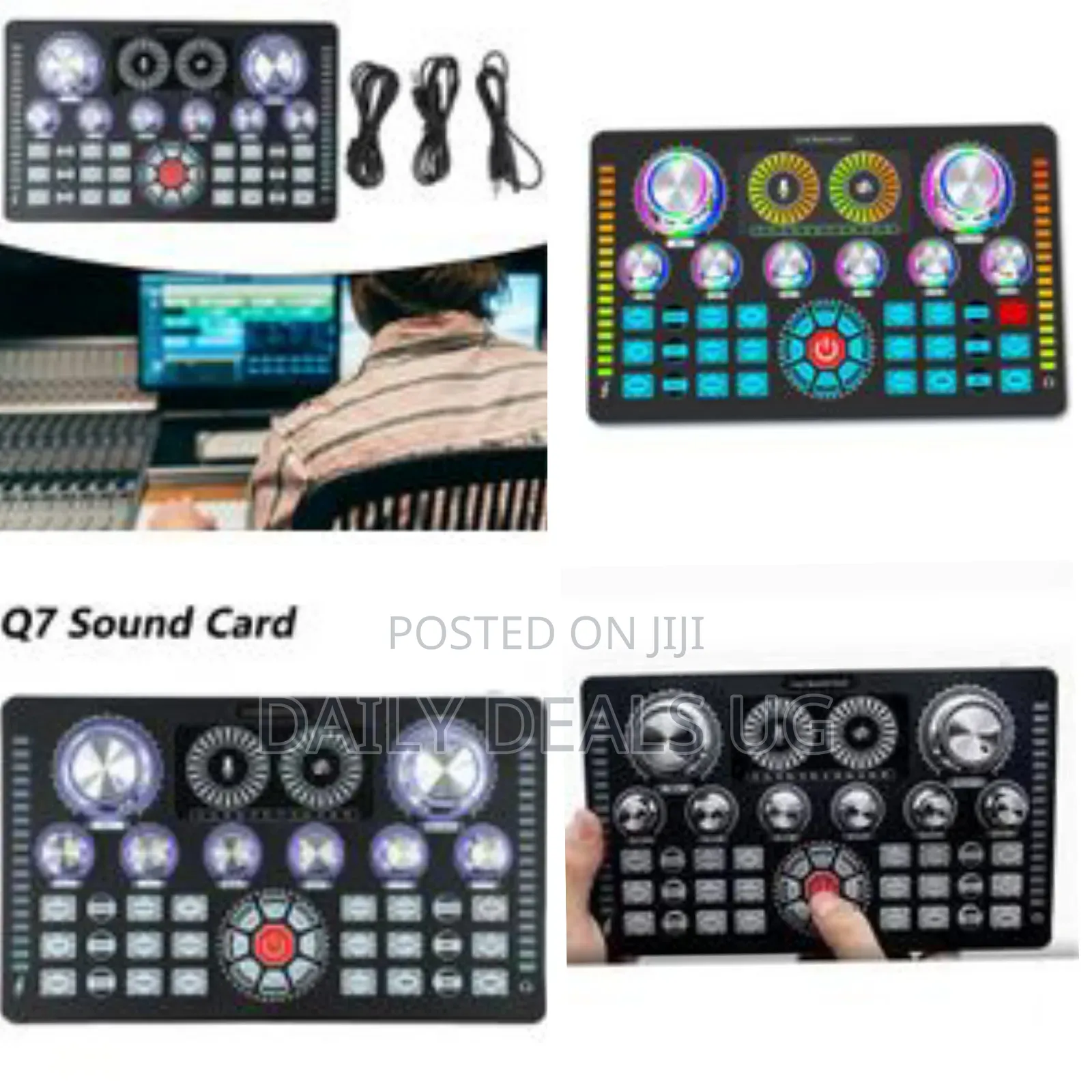 Q7 Sound Card With 48 v Power Supply for Studio Record Mic