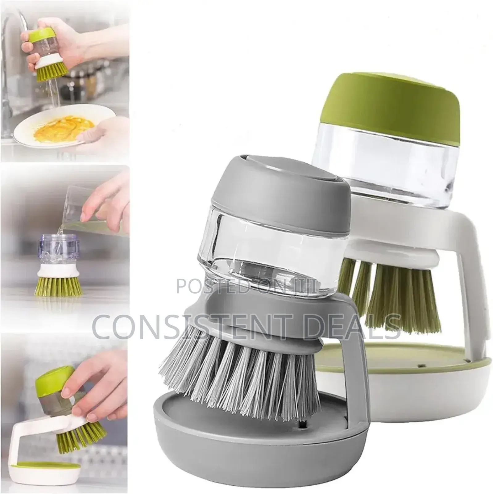 Press Cleaning Brush, Kitchen Cleaning Brush With Soap Dispenser