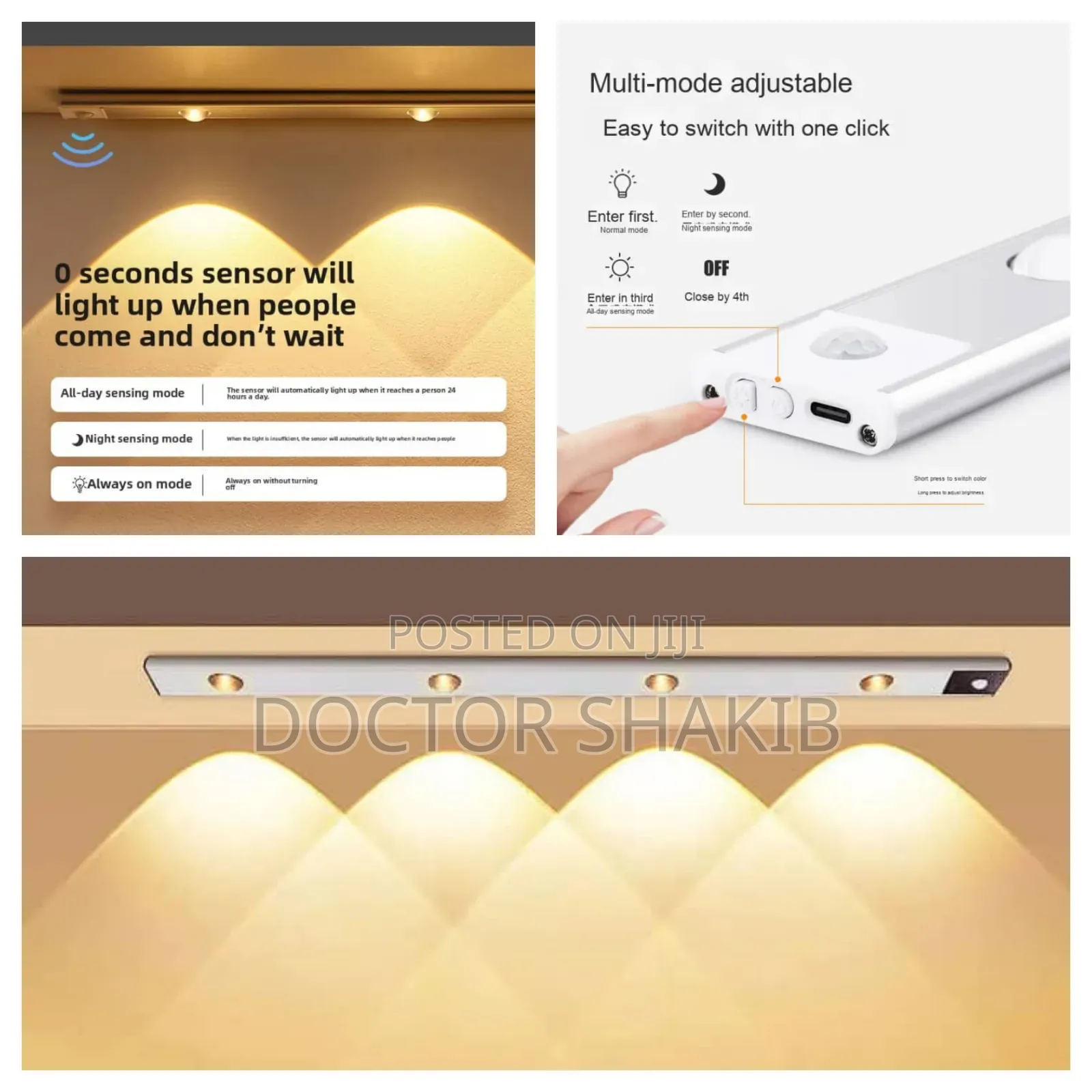 Multifunction Rechargeable Self Adhesive Motion Sensor Light