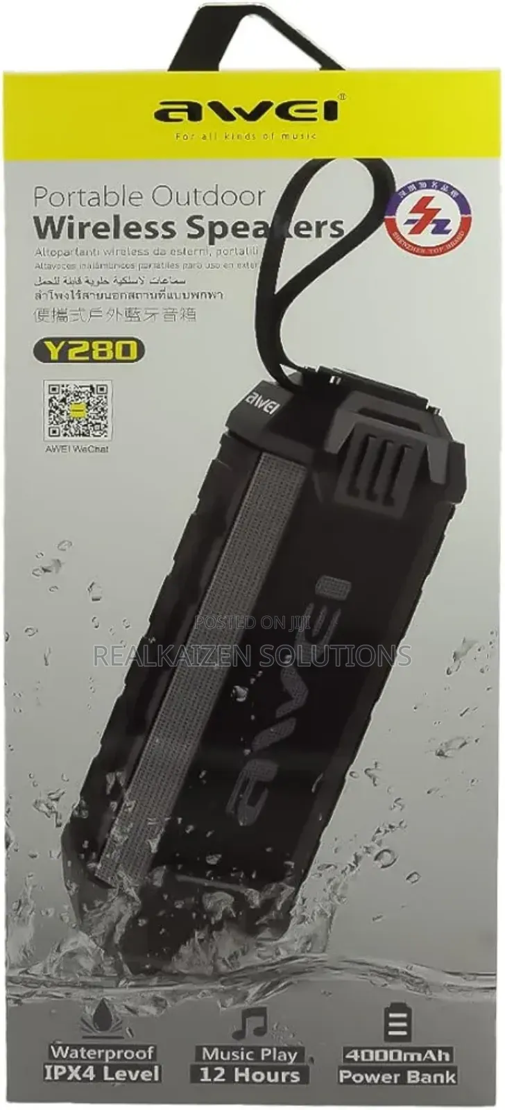 Awei Outdoor Waterproof High Power Bluetooth Compatible Speaker