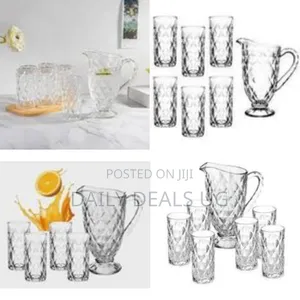 Set of 6 Diamond Water and Juice Glasses Set Plus1.5 L 1 Jug