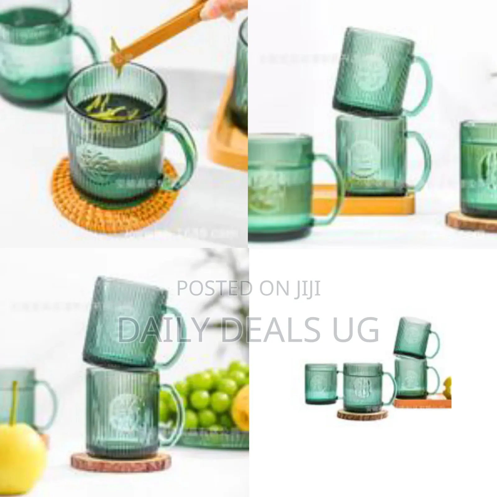 6 Pieces of Blossom Green 240ml Heat Resistant Glass Cups Coffee Tea