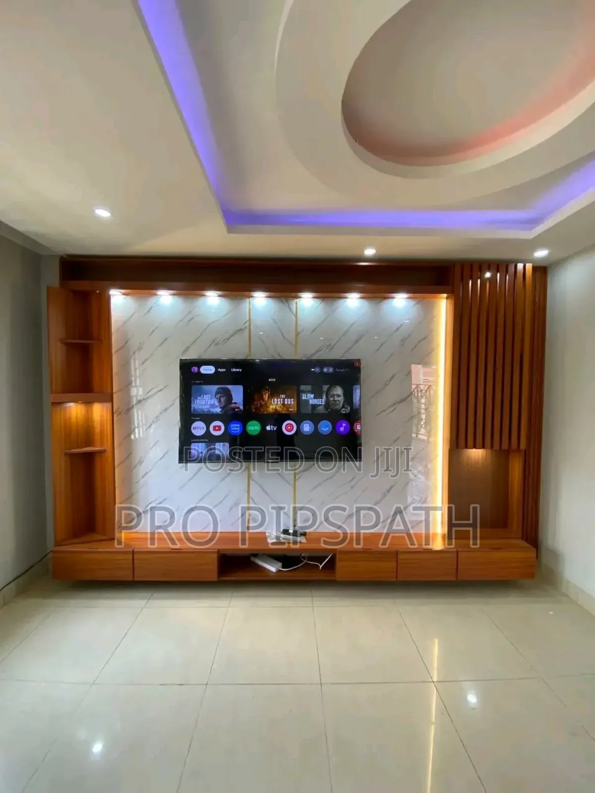 Tv Wall Unit With PVC Mable Sheet