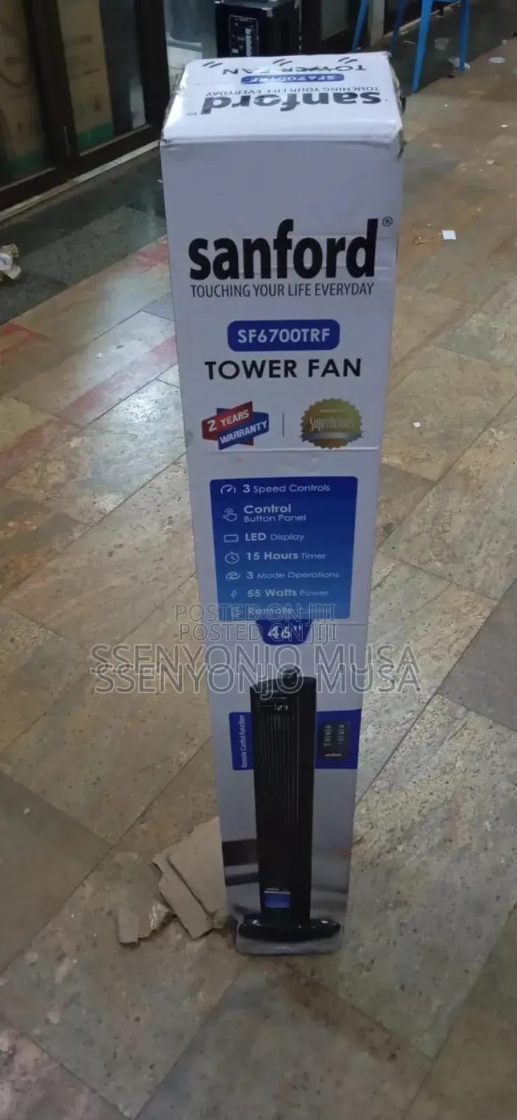 Sanford 46-Inch Tower Fan–55w Powerful Cooling Fan With Remote Control