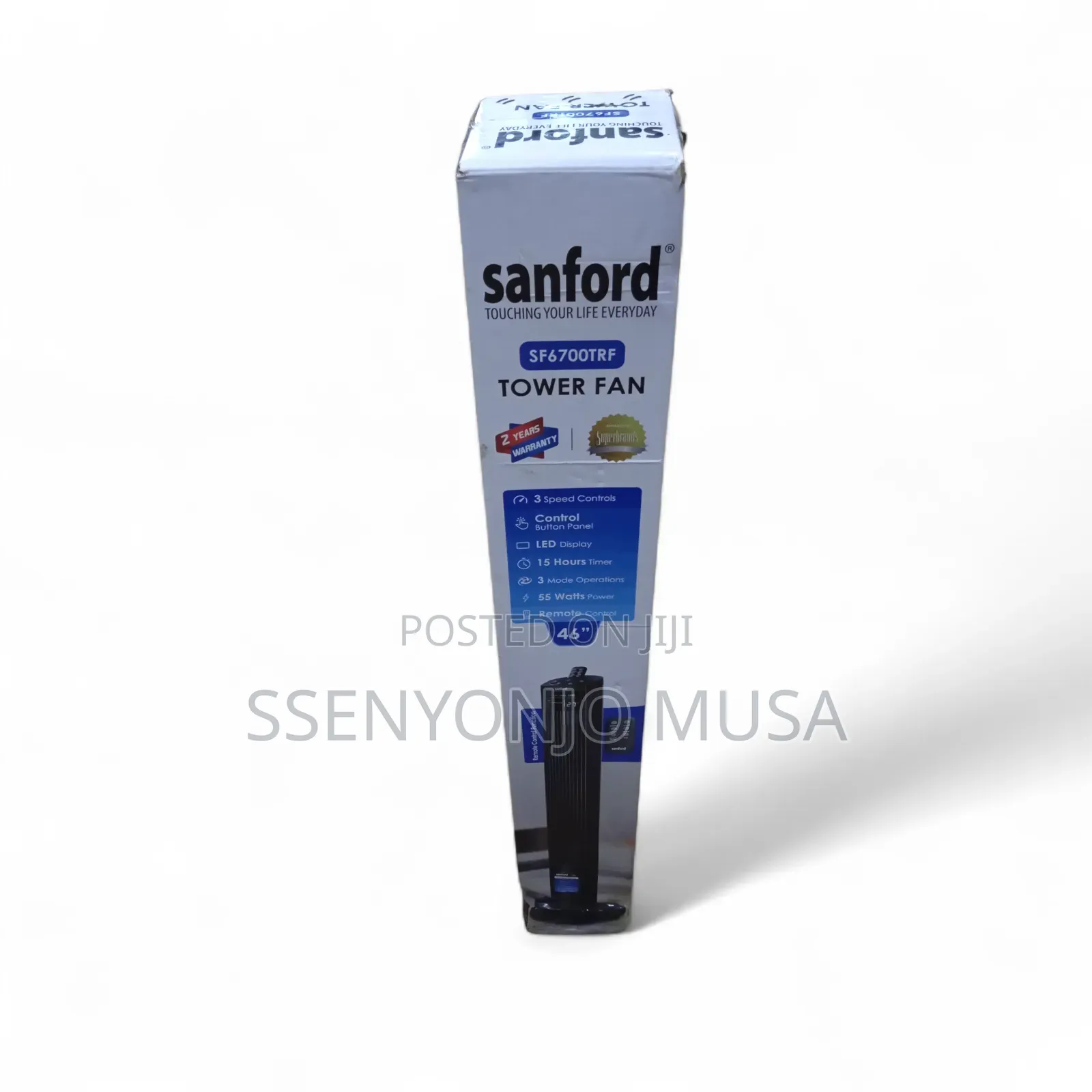 Sanford 46-Inch Tower Fan–55w Powerful Cooling Fan With Remote Control