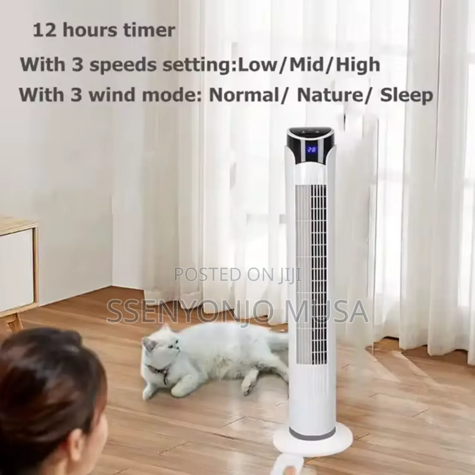 Sanford 46-Inch Tower Fan–55w Powerful Cooling Fan With Remote Control