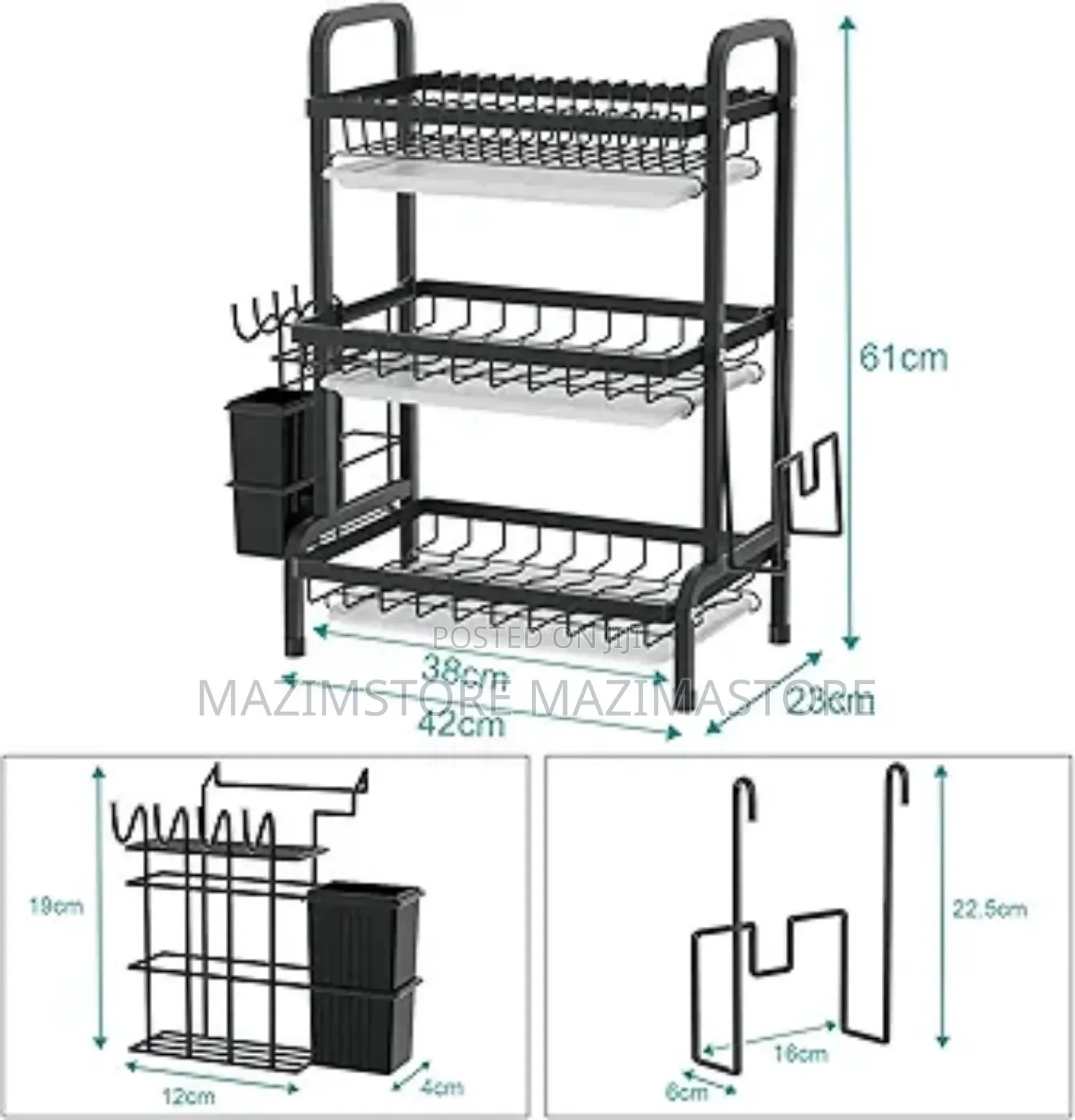 3-Layer Aluminum Dish Rack Organizer – Rustproof Kitchen Drying Rack