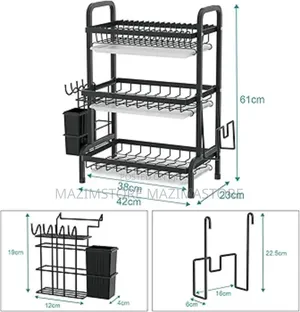 3-Layer Aluminum Dish Rack Organizer – Rustproof Kitchen Drying Rack